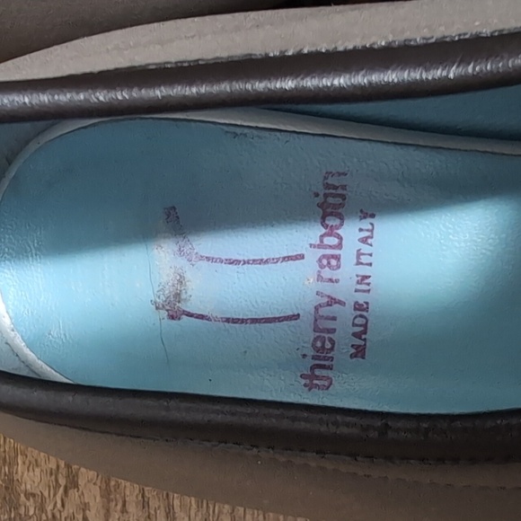 Thierry Rabotin Leather Trim Ponte Mid Heel Slip On Pumps Lace Up Size 8.0 Olive - Picture 6 of 11